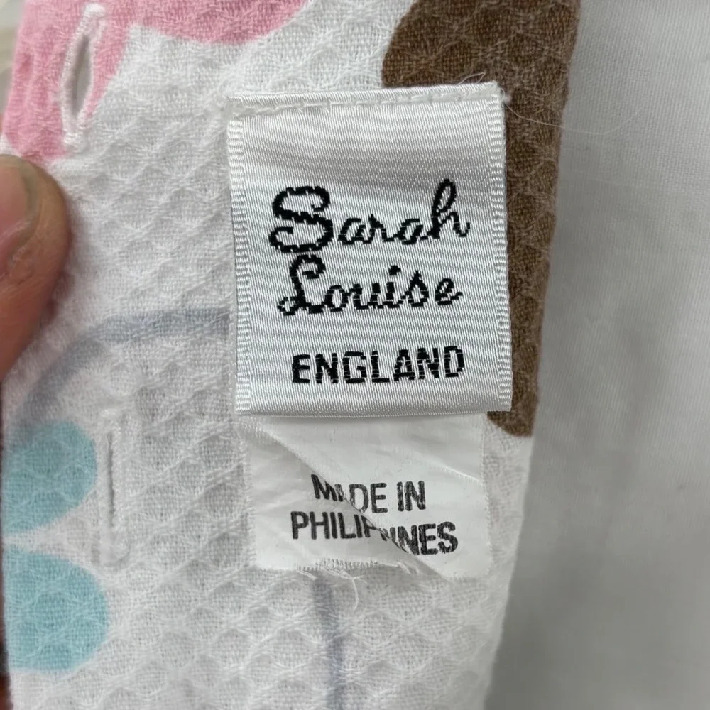 Sarah Louise Floral Dress Kids 2Y White Hand Embroidered Seersucker Easter Bows